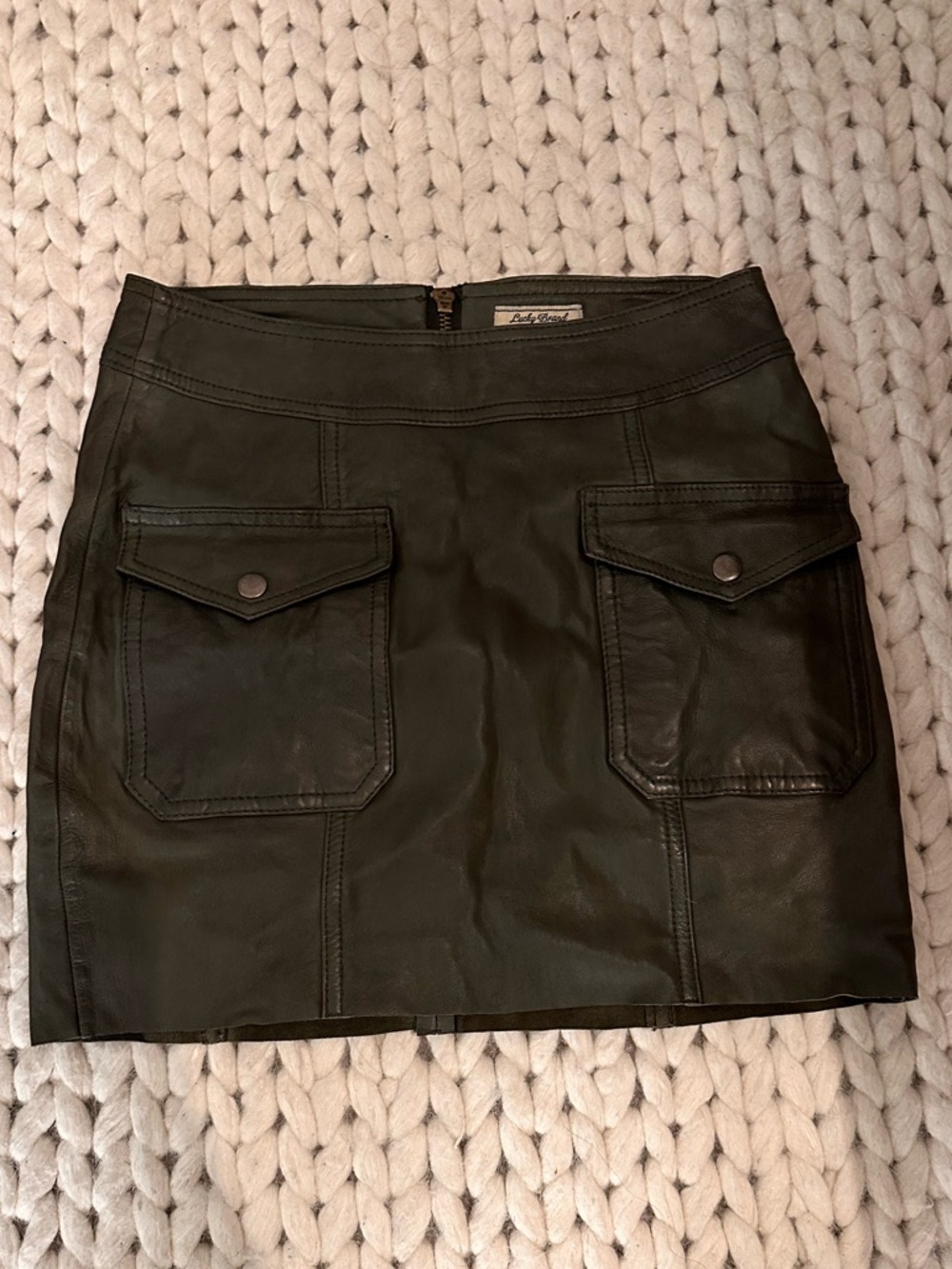Lucky Brand Black Leather Pocket Mini Skirt